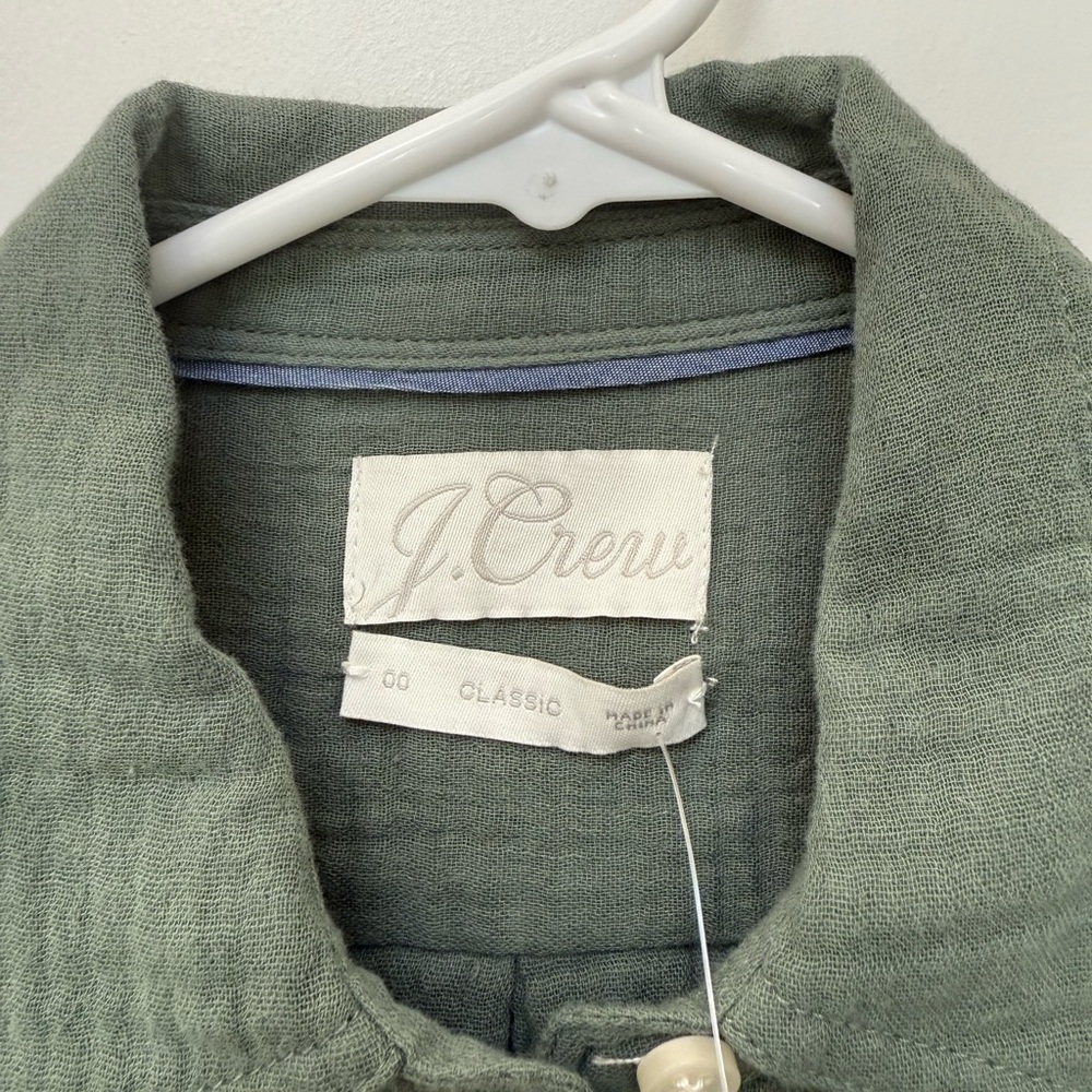 J. Crew Olive Button Down Double Gauze Shirt - Picture 2 of 4
